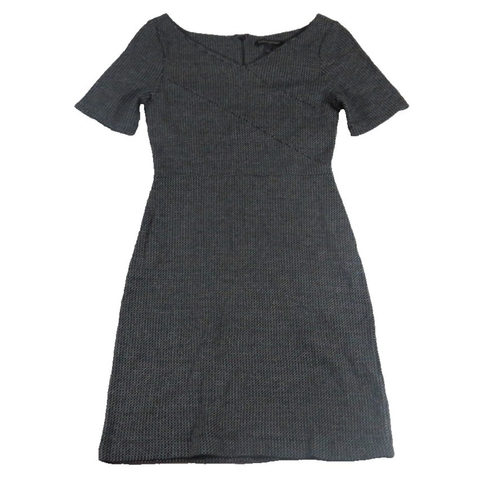 Banana Republic Dress Women 0 Black White Geometric Cotton Knit Sheath Short SLV